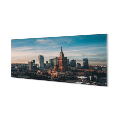 Quadro in vetro Grattacieli di varsavia panorama dell'alba