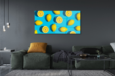 Quadro in vetro Limoni su sfondo blu