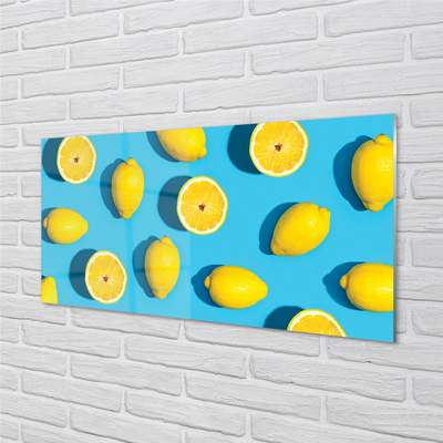 Quadro in vetro Limoni su sfondo blu