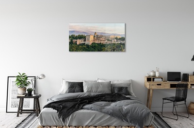 Quadro in vetro Spagna castello foresta montagne