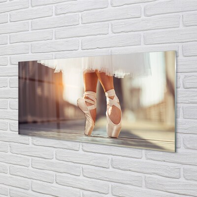 Quadro di vetro Scarpe da ballo bianche gambe donna