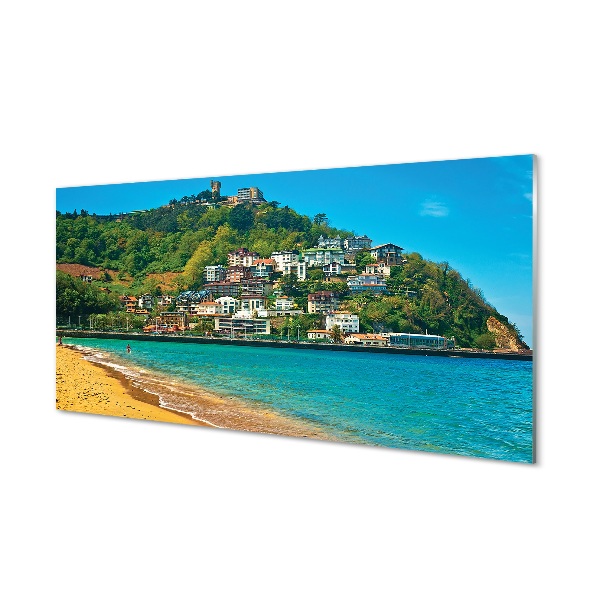 Quadro in vetro Spagna spiaggia città montagna