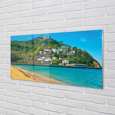 Quadro in vetro Spagna spiaggia città montagna