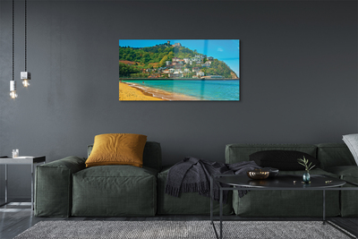 Quadro in vetro Spagna spiaggia città montagna
