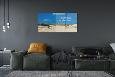 Quadro di vetro Iscrizione beach sky