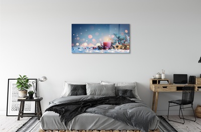 Quadro su vetro Candela di natale innevata