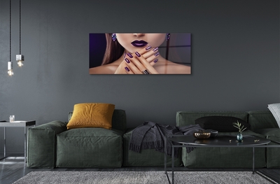 Quadro in vetro Palme femminili labbra viola