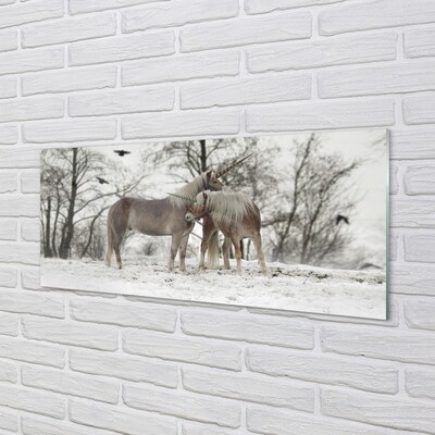 Quadro vetro Foresta di unicorni invernali