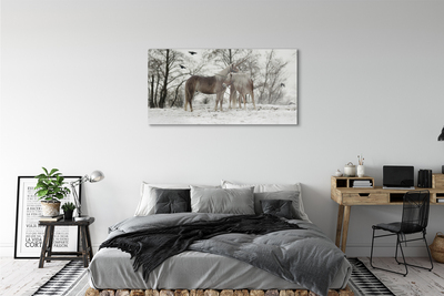 Quadro vetro Foresta di unicorni invernali