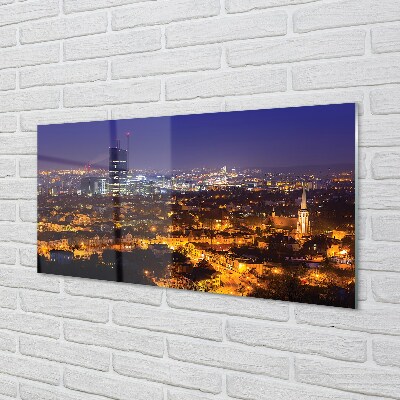 Quadro in vetro Panorama notturno della città di danzica