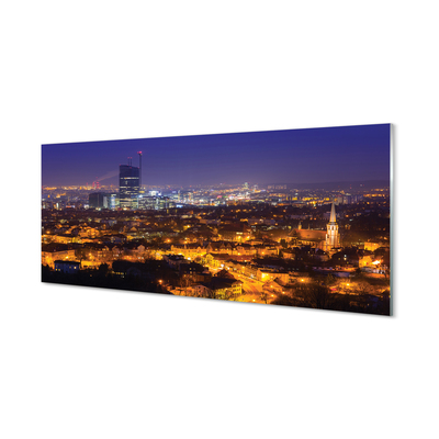 Quadro in vetro Panorama notturno della città di danzica