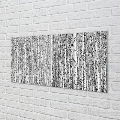 Quadro in vetro Foresta di alberi in bianco e nero