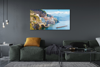 Quadro su vetro Italia edifici sulla costa del mare