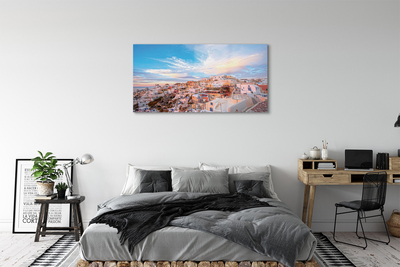 Quadro su vetro Grecia panorama città tramonto