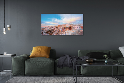 Quadro su vetro Grecia panorama città tramonto