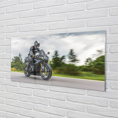 Quadro vetro Moto cielo nuvole strada