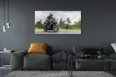 Quadro vetro Moto cielo nuvole strada