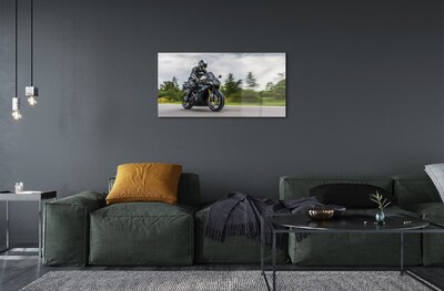 Quadro vetro Moto cielo nuvole strada