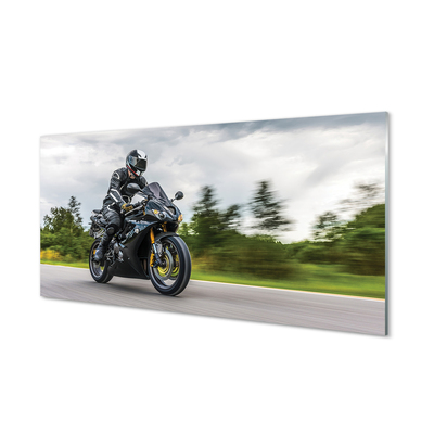 Quadro vetro Moto cielo nuvole strada