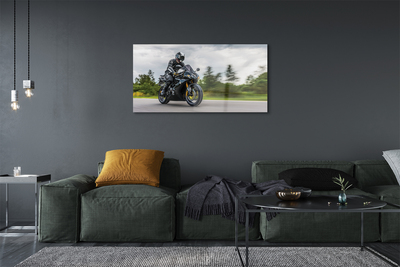 Quadro vetro Moto cielo nuvole strada