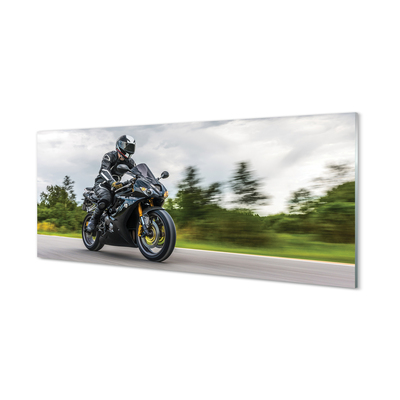 Quadro vetro Moto cielo nuvole strada