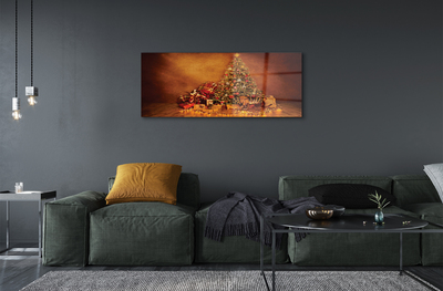 Quadro in vetro Albero di natale regali luci decorazioni