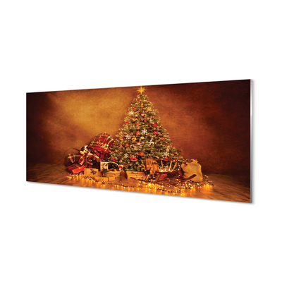 Quadro in vetro Albero di natale regali luci decorazioni