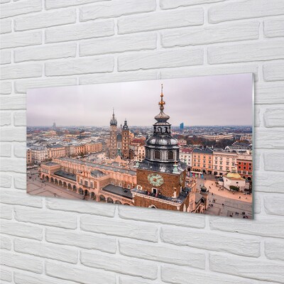 Quadro in vetro Cracovia panorama chiese d'inverno