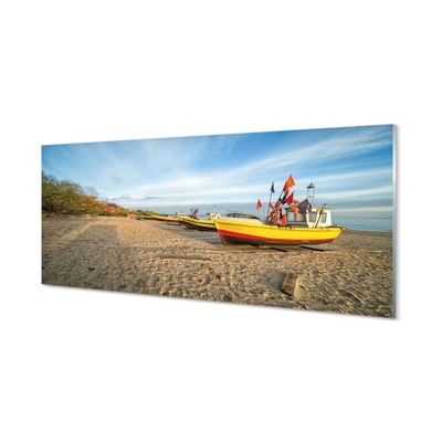 Quadro vetro Danzica spiaggia barche mare