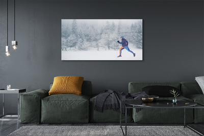 Quadro vetro Foresta inverno uomo di neve