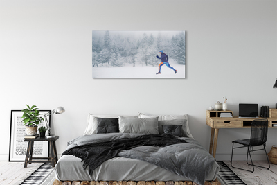 Quadro vetro Foresta inverno uomo di neve