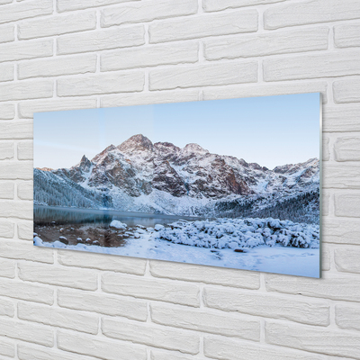 Quadro su vetro Montagne inverno neve lago