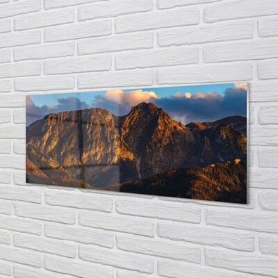 Quadro in vetro Tramonto sulle montagne