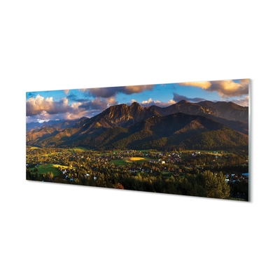 Quadro su vetro Tramonto sulle montagne