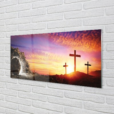 Quadro su vetro Attraversa la grotta del tramonto