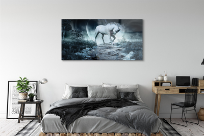 Quadro vetro Luna unicorno della foresta