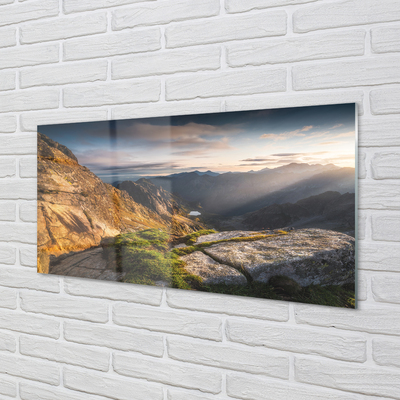 Quadro su vetro Alba in montagna