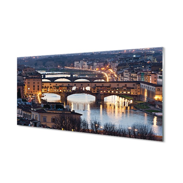 Quadro vetro Italia ponti notte fiume