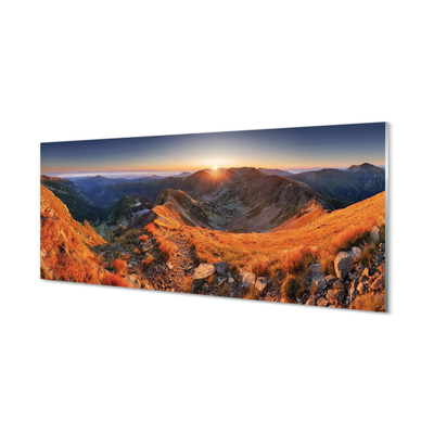 Quadro in vetro Tramonto sulle montagne