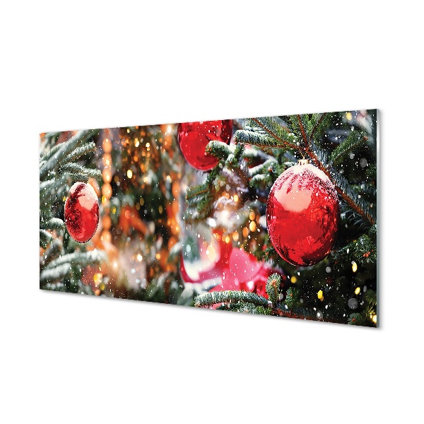 Quadro in vetro Alberi di natale con baubles di neve