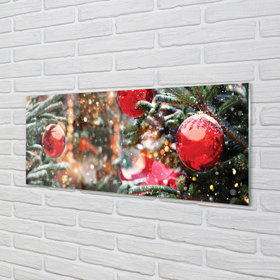 Quadro in vetro Alberi di natale con baubles di neve