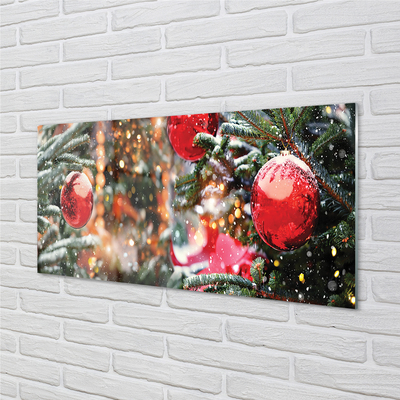 Quadro in vetro Alberi di natale con baubles di neve