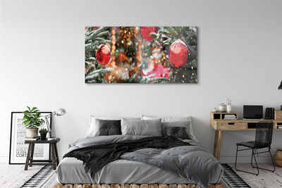 Quadro in vetro Alberi di natale con baubles di neve