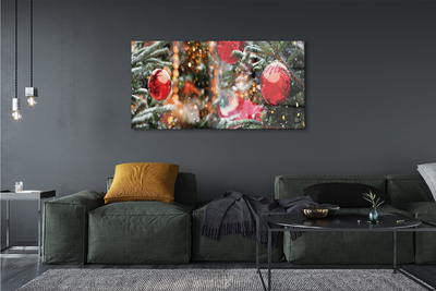 Quadro in vetro Alberi di natale con baubles di neve