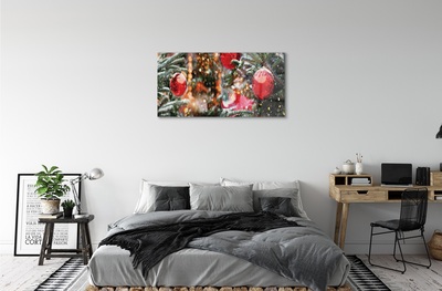 Quadro in vetro Alberi di natale con baubles di neve