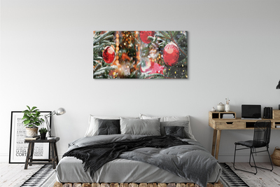 Quadro in vetro Alberi di natale con baubles di neve