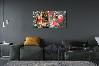 Quadro in vetro Alberi di natale con baubles di neve