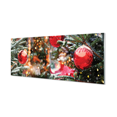 Quadro in vetro Alberi di natale con baubles di neve