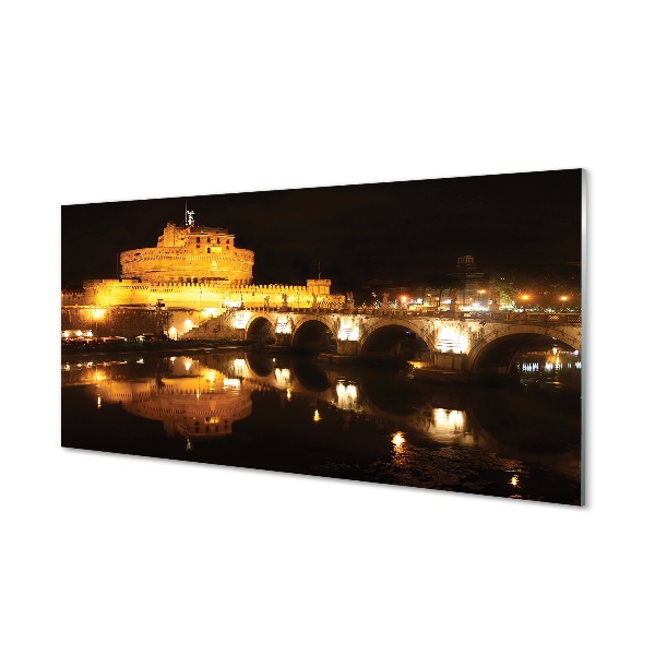 Quadro in vetro Notte dei ponti sul fiume roma
