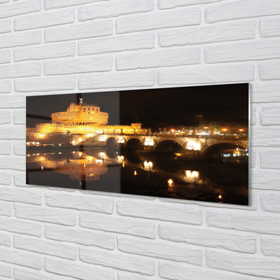 Quadro in vetro Notte dei ponti sul fiume roma